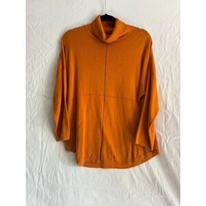 Terracotta Orange 3/4 Sleeve Oversize Turtleneck Sweater - Size 10